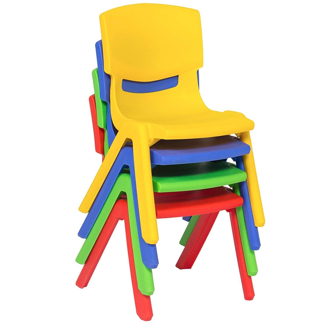 Little Fingers Plastic Stackable School Chair with 10.5'' Seat Height (4 Pack, Blue): Industrial & Scientific