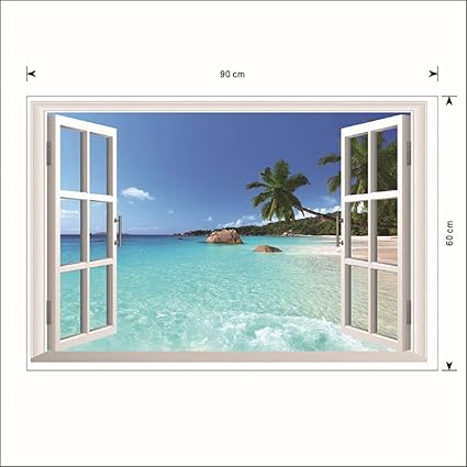 Buy Cinhent Removable Creative Family Beach Resort 3d Window View