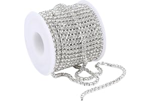 ccHuDE 11 Yards 2mm Rhinestone Close Chain Faux Crystal Chain Sparkle Diamond Trim Bling Sewing Chain Glitter Craft Chain for DIY Decoration