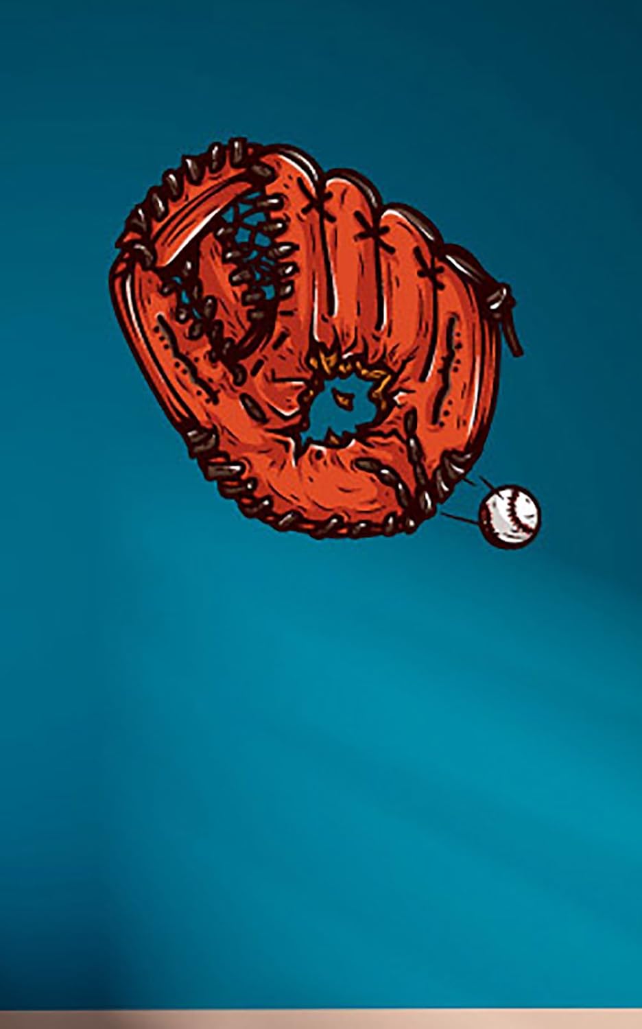 Baseball Glove and Ball Wall Decals Stickers Uscolor011, Brown, 15 Inches Home