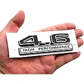 1pc 4.6 Liter High Performance Engine Emblems Badge 3D Decals Stickers Cars Trucks (Chrome Black)