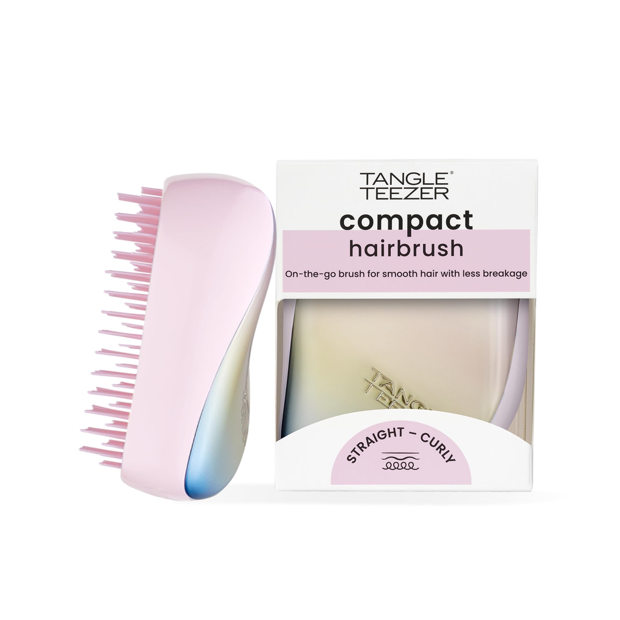 Tangle Teezer Compact Styler Detangler Hairbrush - For Wet & Dry Hair - Detangling Brush for All Hair Types - Perfect Brush For Travel with Protective Cover - Pearlescent Matte Chrome