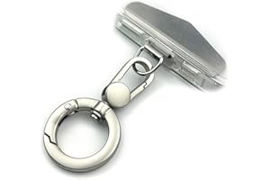 TENOC Metal Phone Tether, Universal Cellphone Lanyard Pad with 360 Rotation Spring Ring, Silver