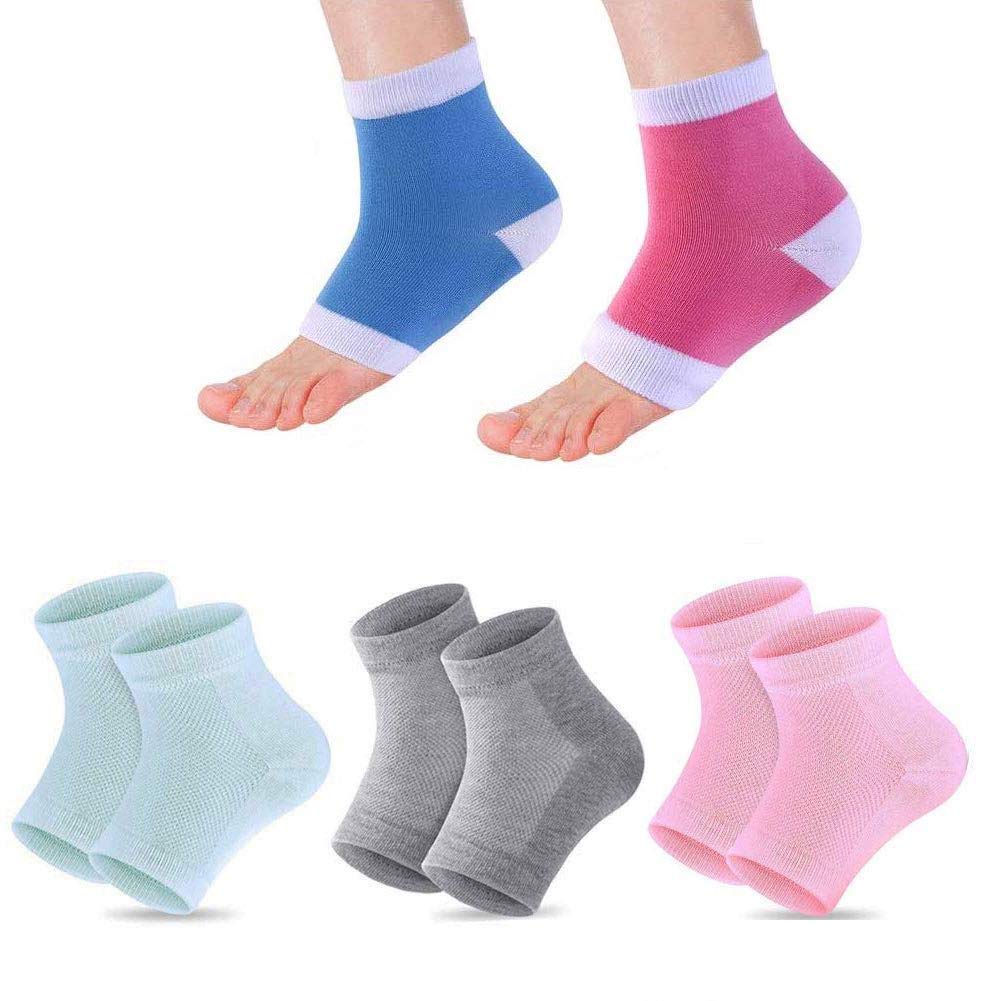 5 Pairs Moisturising Socks Cracked Heel Treatment - Treat Dry Feet & Heels Fast. Pain Relief from Cracking Foot Skin with Aloe Moisturiser Lotion Infused Gel Heel Socks. Pedicure for Both Women & Men