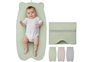 Blissful Diary Vegan Leather Portable Changing Pad, Wipeable & Waterproof Baby Change Mat in Diaper Bag, Travel Essential & Registry Gift, Light Green