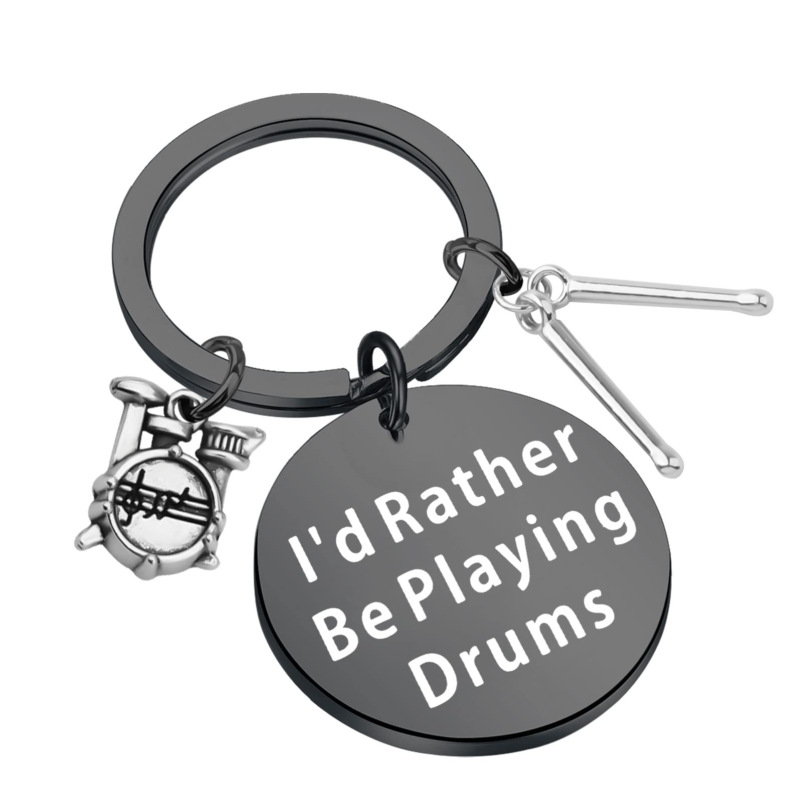 Drummer Gift Drummer Keychain I'd Rather Be Playing Drums Drum Kit Gifts Musician Keychain Drum Player Band Gifts (Playing Drums black K EU)