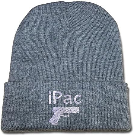 YUDUODUO I Pac Logo Beanie Fashion Unisex Embroidery Beanies Skullies Knitted Hats Skull Caps - Grey