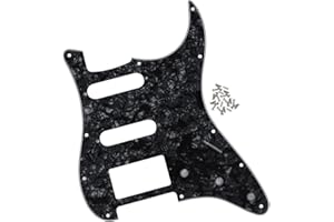 FLEOR 11 Holes HSS Pickguard ST Style Guitar Pickguard Pick Guard Scratchplate with Screws,4Ply Black Pearl