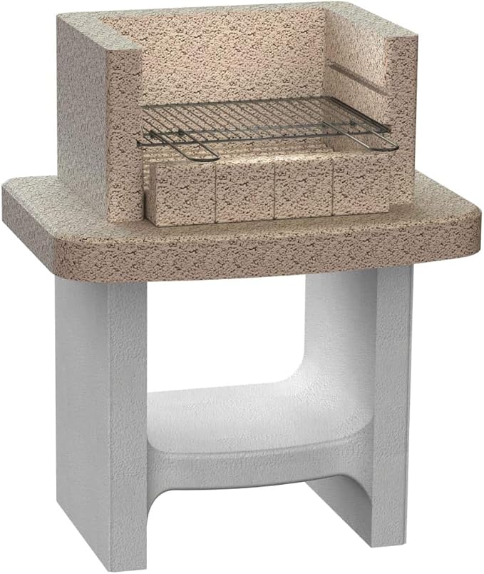 vidaXL Concrete Charcoal BBQ Stand with Shelf Outdoor Patio Barbecue