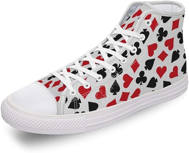 Canvas High Top Sneaker, Classic Casual Lace up Poker Heart Spades