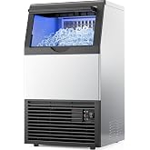 Mojgar Commercial Ice Maker Machine, 100lbs/24H with 18-33lbs Ice Storage | Under Counter Ice Maker, Stainless Steel Built-in Freestanding, Self-Cleaning, Adjustable Ice Thickness for Home Bar Offices
