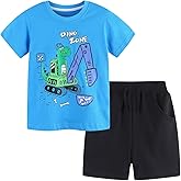 IjnUhb Toddler Boy Clothes Cartoon Cotton Summer Short Sleeve T-Shirt and Shorts Kids Outfit Set 2-7 Year