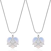 IDesign Diamond Castle Opal Heart Necklace For Women Friendship Necklaces BFF Birthday Christmas Valentine's Day