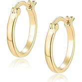 Jewlpire 14K Gold Plated Hoop Earrings for Women with 925 Sterling Silver Post, Lightweight Small Hoop Earrings 15mm/20mm Huggie Hoop Earrings