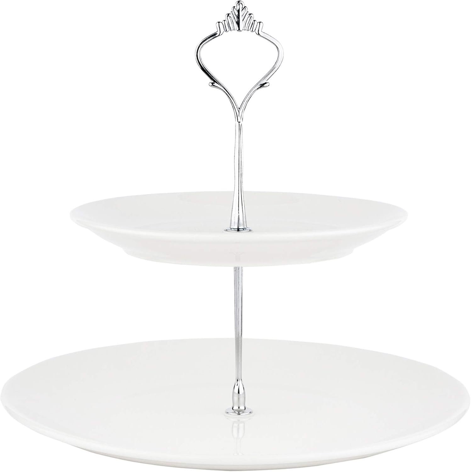 White Ceramic Cake Stand Porcelain Round Display with New Fittings (2