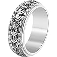Nanafast Dragon Scale Anxiety Ring for Men Cool Stainless Steel Snake Dragon Scales Spinner Rings Fidget Ring Mens Ring