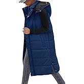 VXVGER Long Puffer Vest Women With Hood Sleeveless Down Vest Warm Jacket Winter Coat With Pockets