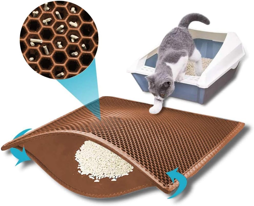 kaxionage Cat Litter Mat Litter Trapping, 30″ X 24″ Inch Kitty Litter