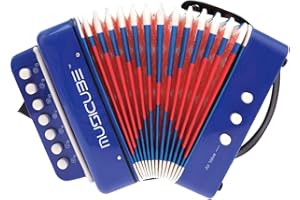 MUSICUBE Kid Accordion 10 Keys Small Accordion Musical Instrument for home and classroom Educational Toys Blue