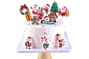 NF ORANGE 12pcs Christmas Party CakeTopper, Christmas Party Decorations Supplies Cute Christmas Party Favors Snowman Santa Reindeer Elf Gingerbread Christmas Tree Cake Decoration