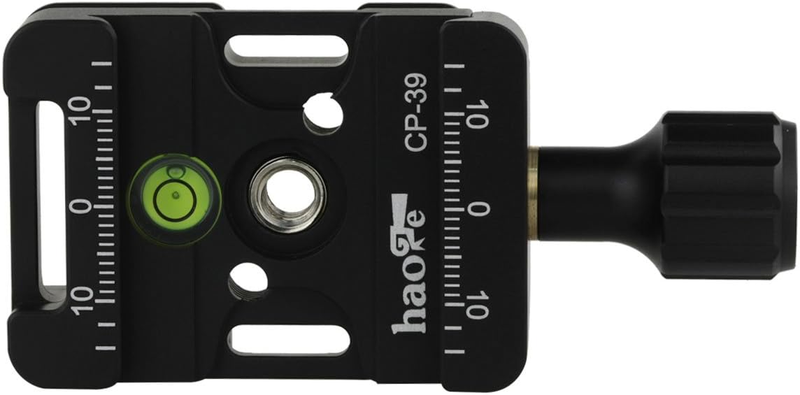 Haoge CP-39 Screw Knob Quick Release Clamp Adapter with Hand Strap Hole Bosses Boss Slot fit RRS Sunwayfoto Kirk Benro Arca Swiss Tripod or Monopod Head on Canon Nikon Sony Pentax Fujifilm Camera DSLR