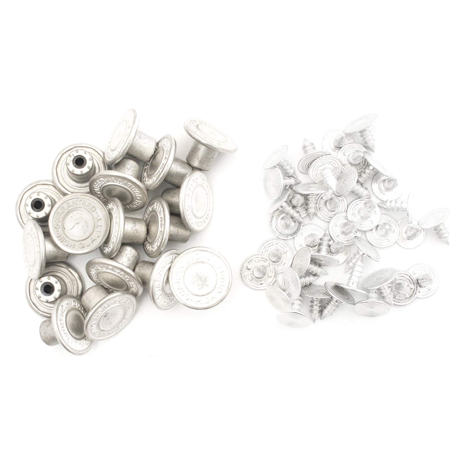 Trimming Shop 14mm Matte Silver Jeans Buttons with Pins Replacement Snap Fasteners for Jackets, Clothes, Trousers, Sewing Knitting Crafts, Embellishments, Durable and Strong, 10pcs