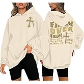 Christian Hoodies Women Faith Over Fear Hooded Sweatshirt Religious Pray Shirt Jesus Bible Verse Long Sleeve Pullover