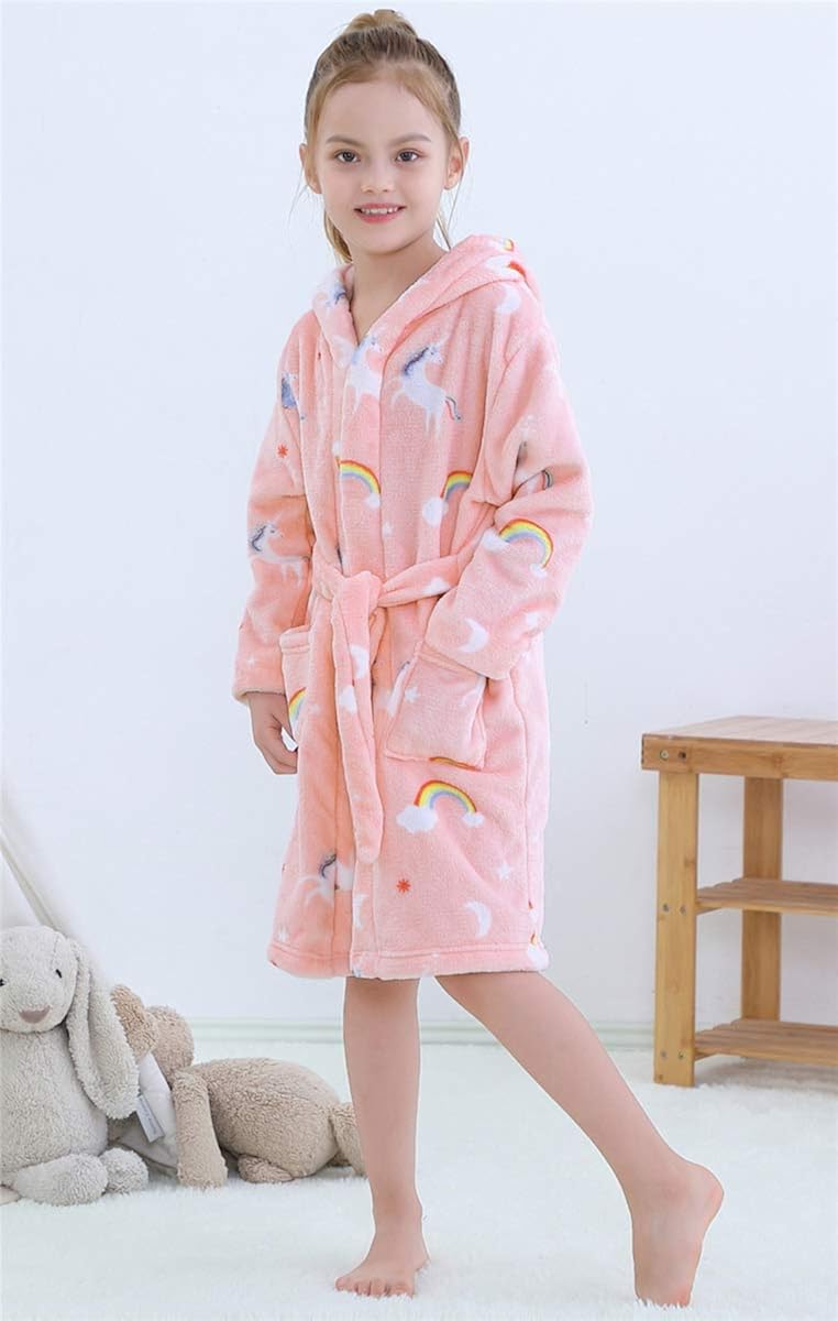 Betusline Kids & Adults Robe, Boys Girls Toddler Baby Flannel Soft Bathrobes, 18 Months - Women XL: Clothing