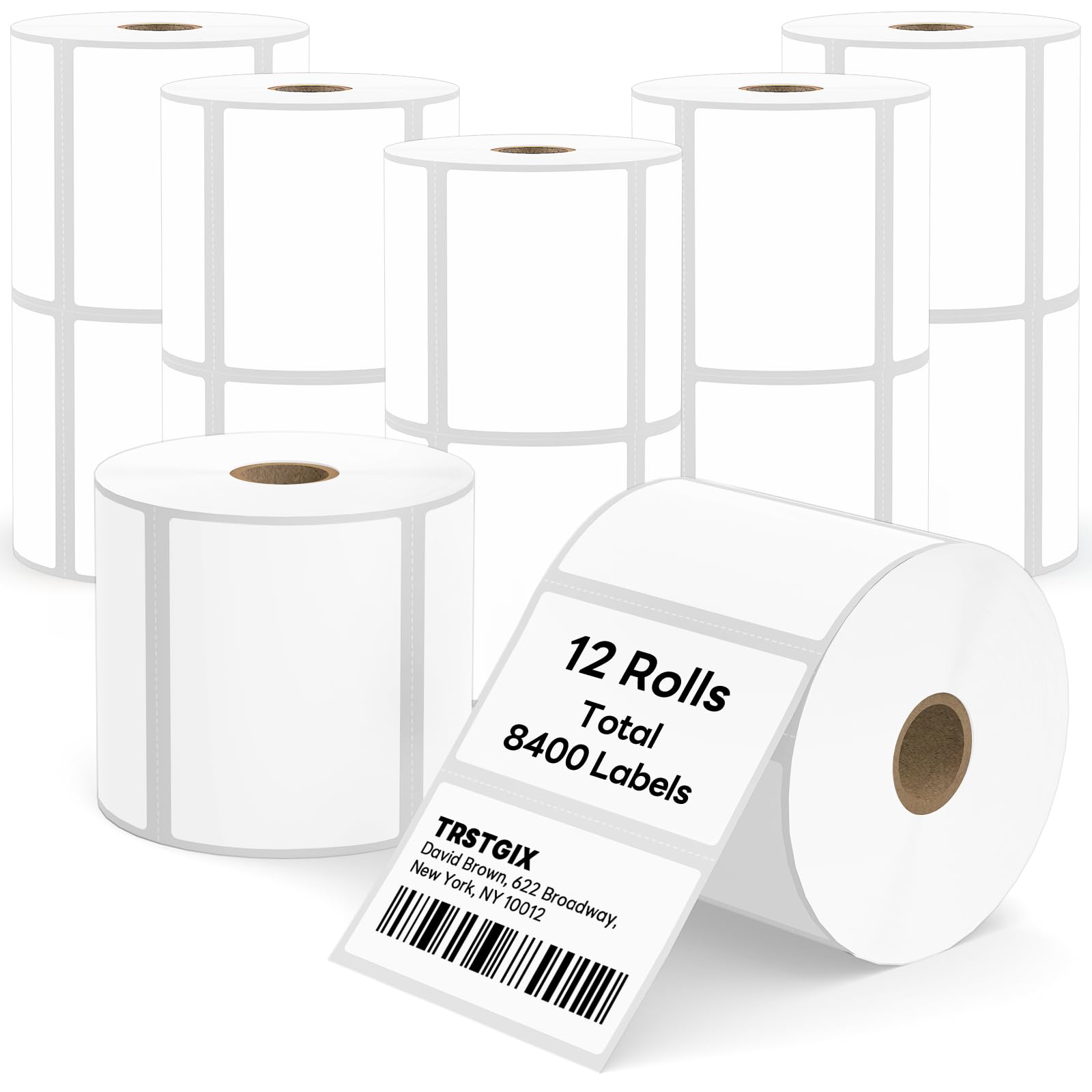 Photo 1 of 3" x 2" Direct Thermal Labels, Strong Adhesive Barcode & Return Address Stickers Compatible with Zebra, Rollo, Munbyn & Most Desktop Thermal Printers (12 Rolls / 8,400 Labels), TRSTGIX