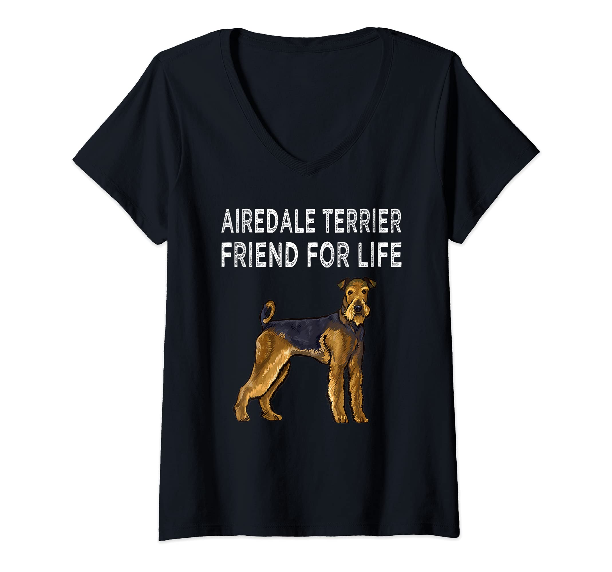Womens Airedale Terrier Friend For Life Dog Friendship V-Neck T-Shirt
