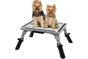 GarfatolRv Safety RV Steps Adjustable Aluminum Folding Platform Step with Glow in The Dark Tapes RV Step Stool with Sheaths Supports Up to 1000 lbs.