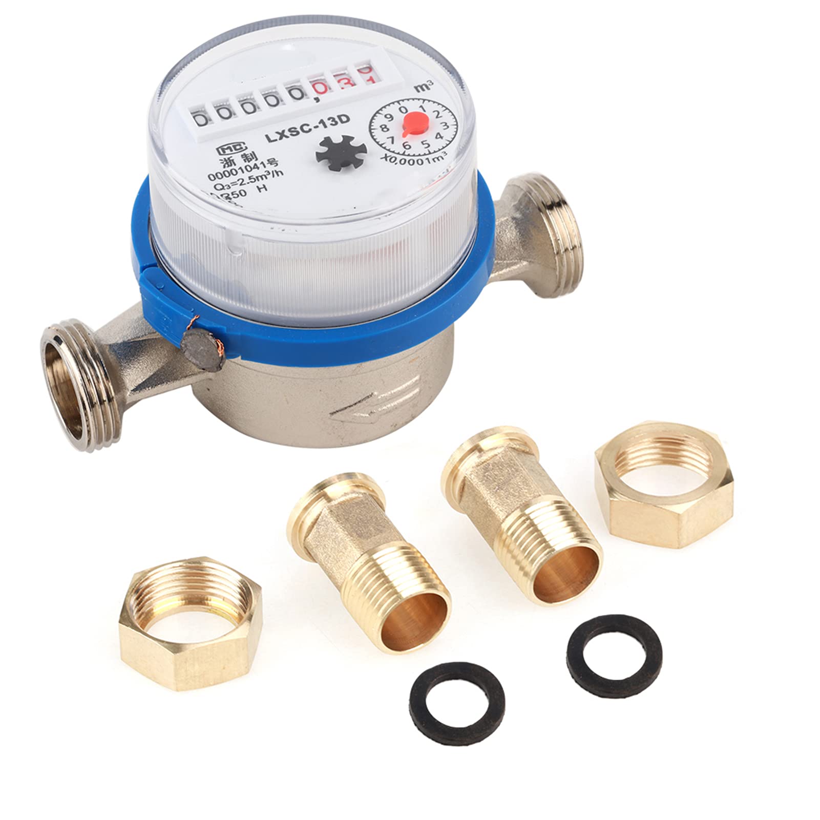 Hilitand 1/2" Garden Home Plastic Cold Water Meter Single Water Dry Table Measuring Tools 15mm