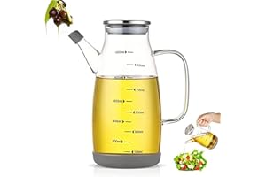 Oil Dispenser Bottle with Drip Free Spout, Olive Oil Dispenser Bottle with Lid and Stopper, Leakproof Glass Oil Dispenser wit