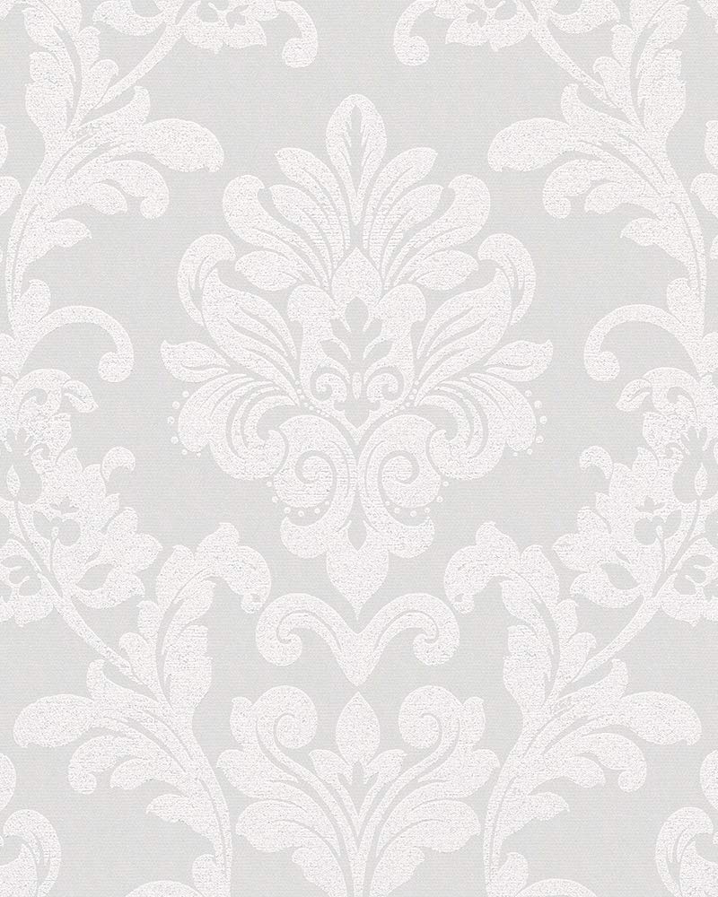 Tapete Barock Weiß - Floral und glänzend - Vliestapete für Wohnzimmer, Oder Schlafzimmer - Made in Germany - 10,05 x 0,53m - Neu
