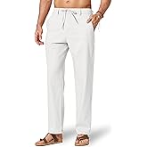 COOFANDY Men's Cotton Linen Pants Casual Drawstring Dress Pants Beach Summer Lightweight Trousers