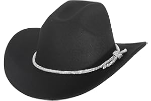 JERRCHEEZUNA Womens Rhinestone Cowboy Hat Wide Brim Diamond-Glitter-Western-Cowgirl Hat Bling for Women