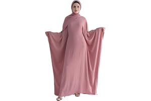 KHALAT Muslim Abaya Dress Women Middle East Arabian Prayer Robe Batwing Maxi Kaftan Abaya Dress with Hijab