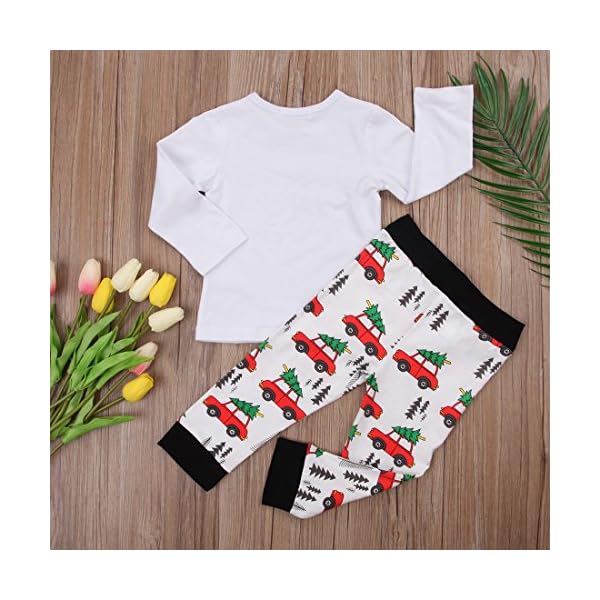 2Pcs Baby Boys Long Sleeve Letter Romper T-Shirt Pants Christmas Cotton Pajama Outfits Set - Image 6