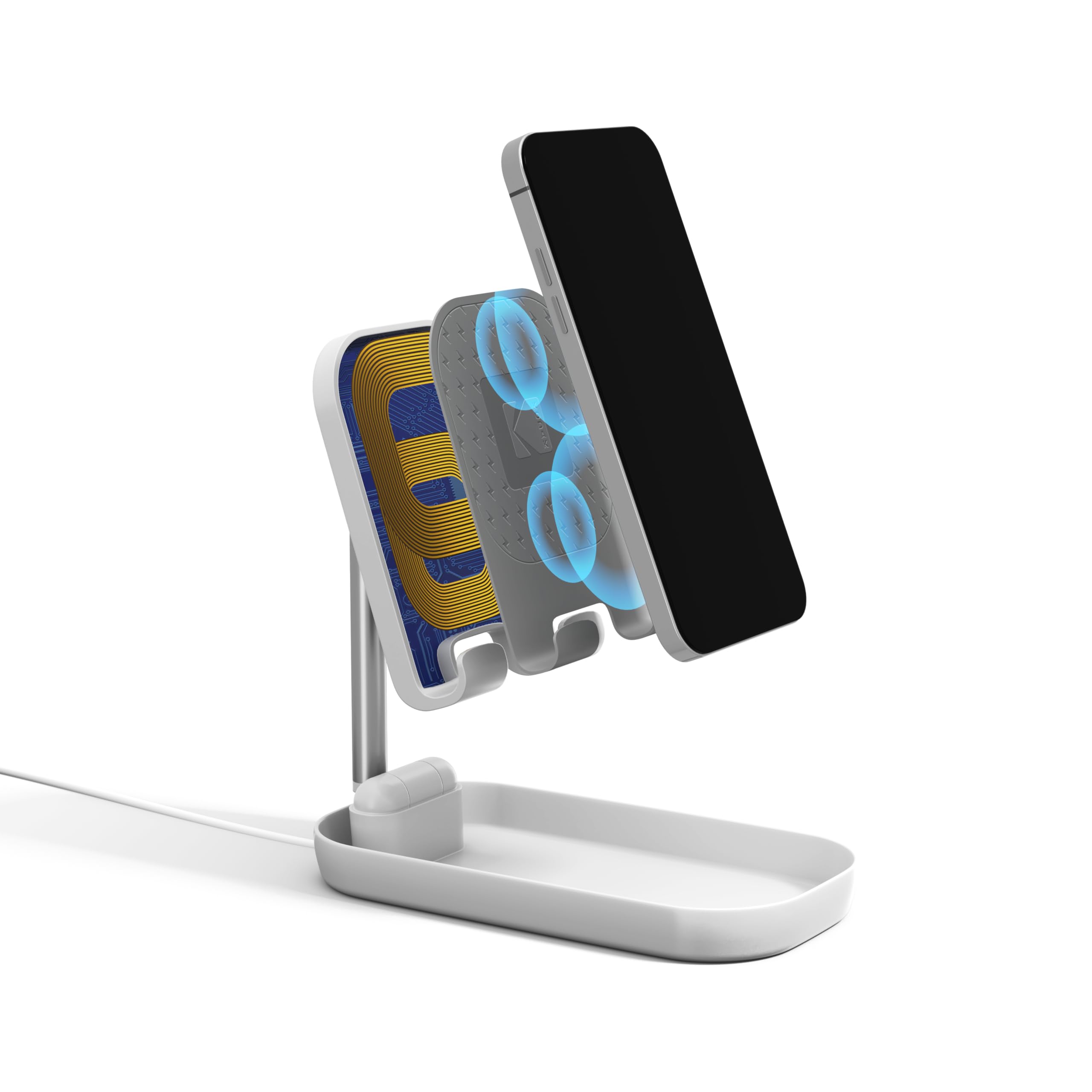 KODAK Mobile Phone Stand for Desk with Charging - Wireless Qi Charging (10W) with Adjustable Height and Holder