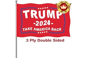 AMAZING FLAG KINGDOM Trump 2024 Flags 3x5 Outdoor Made in USA Double Sided 3 Ply Take America Back Heavy Duty President Trump Flags 2024 Banner for Outside with 2 Brass Grommets Fade Resistant for Indoor Outdoor Decorations