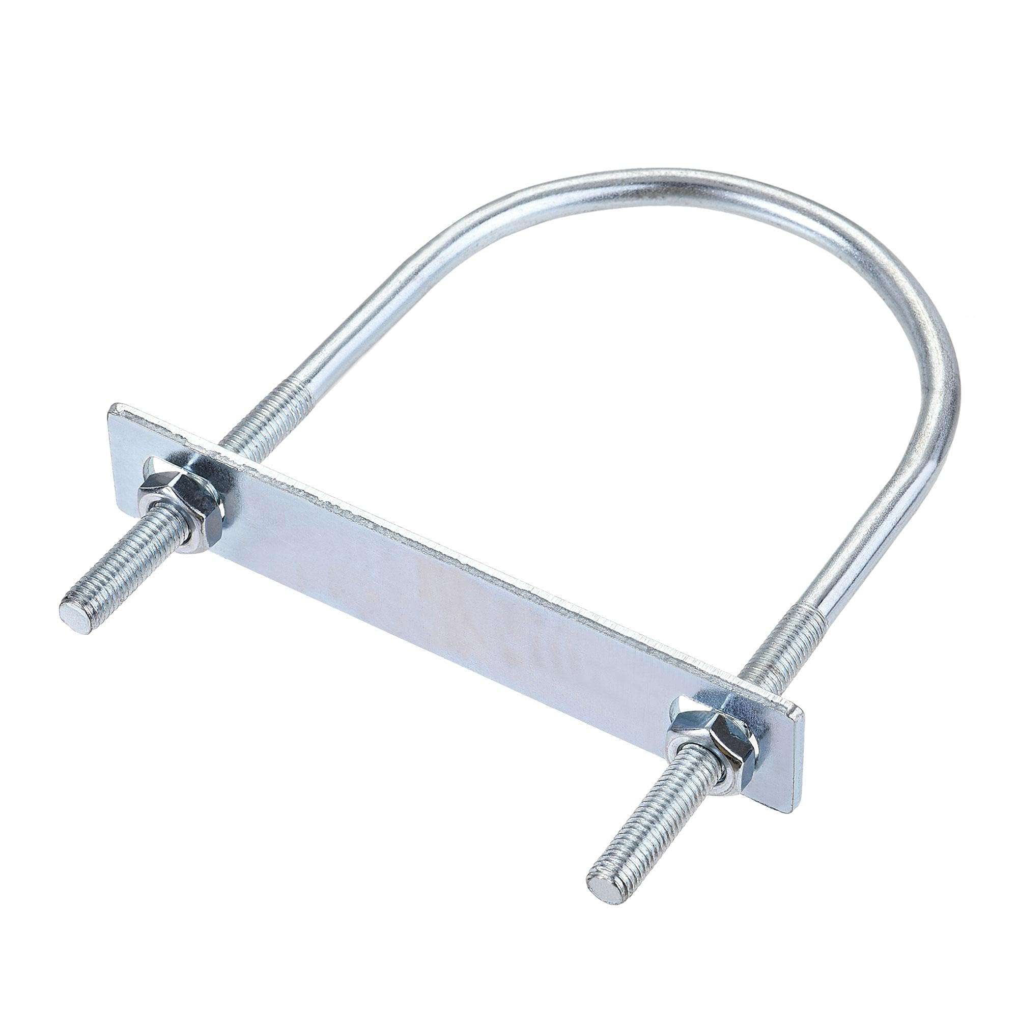 MACHSWON Round U-Bolt,2 Set Zinc Plated Alloy Steel M8 U Bolts 90mm(3.54") Inner Width 150mm Length with Nuts and Frame Plate for Automobiles Boat Trailer