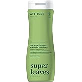 ATTITUDE Nourishing Hair Shampoo, EWG Verified, For Dry and Damaged Hair, Naturally Derived Ingredients, Vegan and Plant Based, Grapeseed Oil and Olive Leaves, 16 Fl Oz