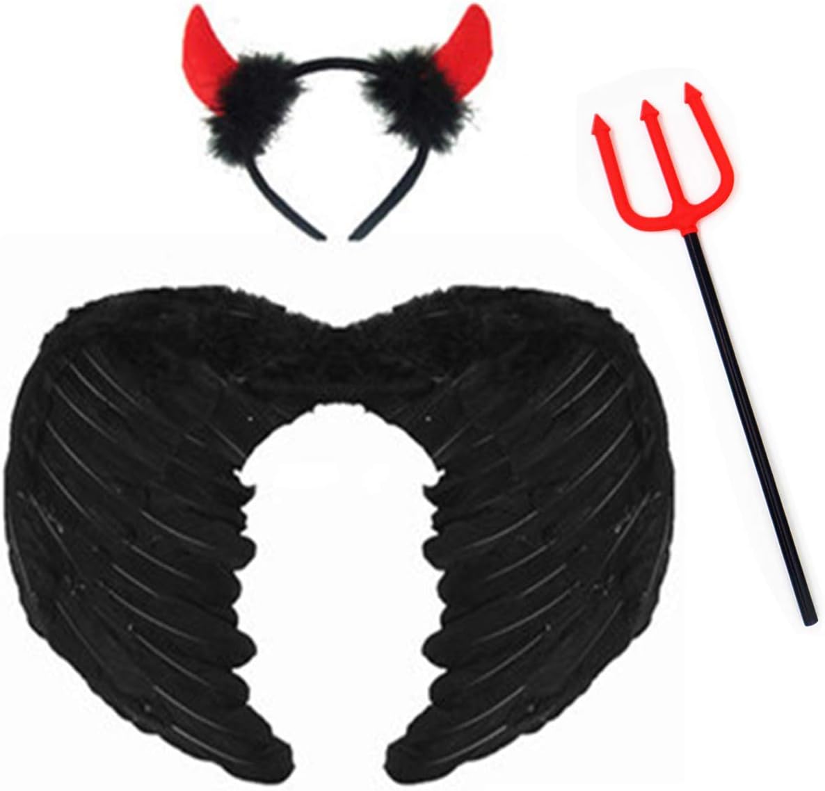 Angel Devil Feather Wings Halo Headband Wands for Cosplay Halloween Party Costumes