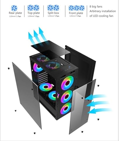 Red tide 397 * 197 * 423Mm Bricolaje Chasis Caja De La PC RGB Videojuegos, Lateral Doble Vidrio Templado Gabinete Jugador Computadora Micro ATX, ATX, ITX