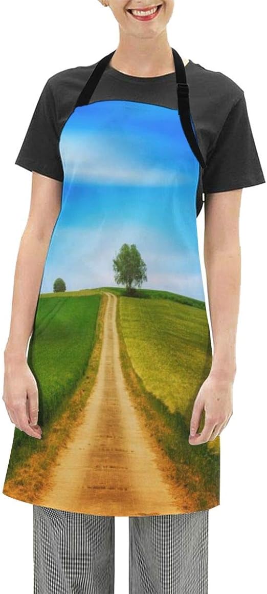Apron Country Road Hill Adjustable Bib Apron Waterdrop Resistant