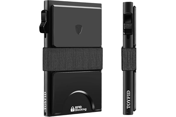 Slim Wallet for Men, Minimalist Pop Up Wallet, Metal Wallet, RFID Blocking Mens Wallets with Expandable Backplate & Cash Band