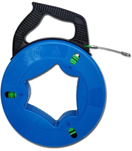 Fish Tape Steel Wire Puller 1/6inch 200-Foot With a wire storage caseWire-through tool Twist-shaped wire for wiring, and incoming lines in the attic, etc Dual Range for Broad Application[4mm 200-Foot]
