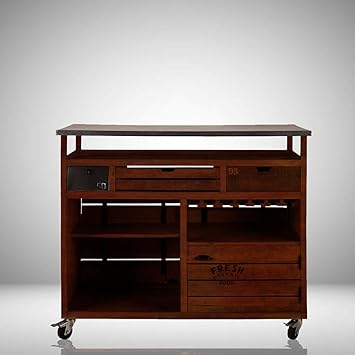 Aprodz Mango Wood Jacka Wine Storage Stylish Bar Cabinet for Bar Decoration | Brown Finish