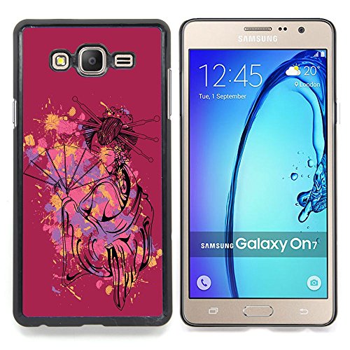 Qstar Colorful Printed Hard Protective Back Case Cover Shell Skin for Samsung Galaxy On7 O7 (The Cute Sexy Geisha Woman)