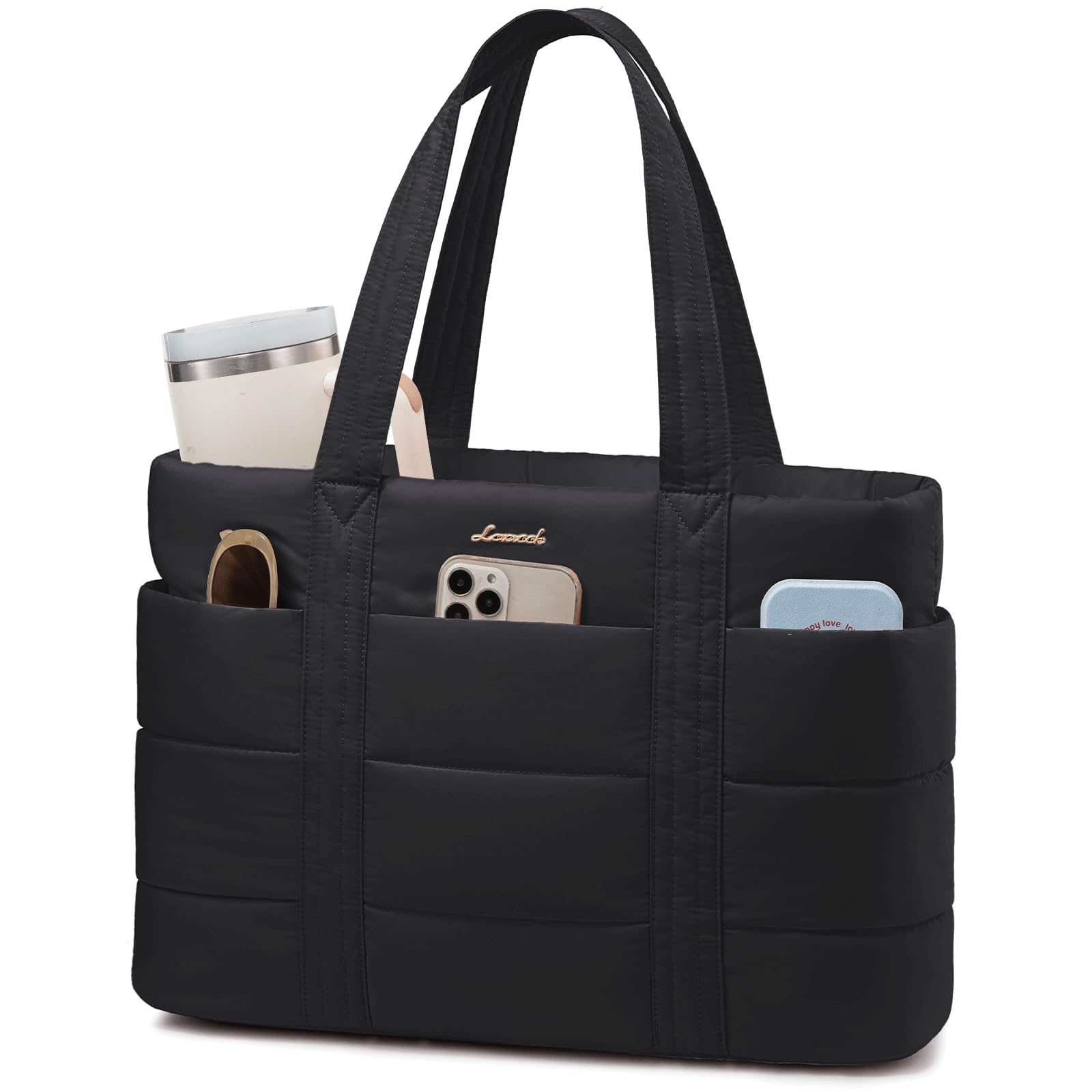 Photo 1 of LOVEVOOK Tote Bag for Women, Large Puffer Work Tote Laptop Bag, Lightweight Travel Tote Bag with Zipper Gifts for Women